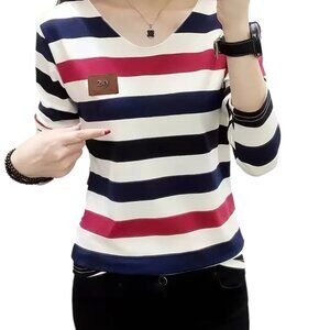 Striped Round Neck Regular Sleeve T-shirt